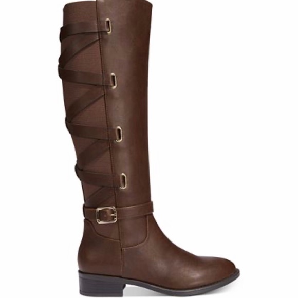 Thalia Sodi Veronica Cognac Wide Cafe Riding Boot - Picture 2 of 8